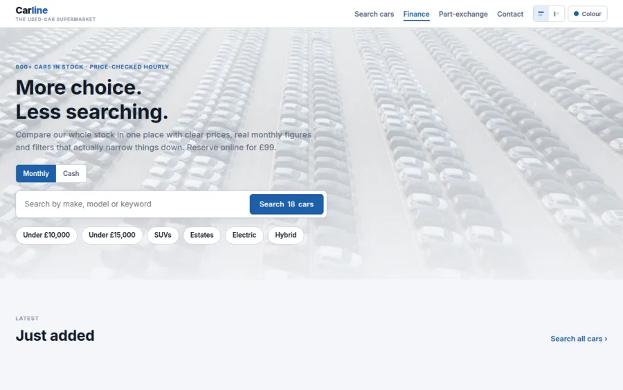 Carline homepage preview